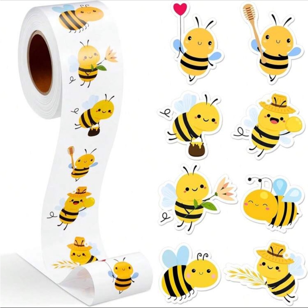 Cute Bee Sticker 500 pcs Roll